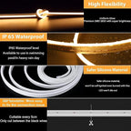 Lamomo 65.6ft Warm White Led Rope Lights,Waterproof LED Strip Lights, 24V Silicone 3000K Flexible Neon Light Strip for Bedroom, Living Room, Home Decor
