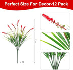 Artificial Faux Plants Flowers for Outdoor Decorations, Fake Monkey Grass for Outside Porch Patio, No Fade Realistic Greenery Plant, UV Resistant Artificial Bush Shrubs for Courtyard Window Garden