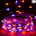 4-Pack 50 LED Orange and Purple Fairy Lights Battery Operated with Timer, 16FT Waterproof Starry Halloween String Lights Outdoor Indoor for Bedroom Wedding Birthday Halloween Horror Parties Decoration