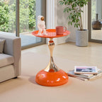 Sleek Hourglass Side Table - Stylish Modern Design Perfect for Living Rooms, Cafes, Dining Areas, Bedrooms, and Outdoors - Chic Decorative Accent (1, Hermes Orange)