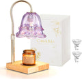 Candle Warmer Lamp with Timer: Purple Flower Candle Warming Lamp with 2 Bulbs Height Adjustable Wax Warmer Dimmable Bedroom Decor Mothers Day Gift for Women