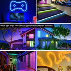 32.8FT Neon Rope Lights,Flexible Led Rope Light Control with App/Remote,Multiple Modes,Music Sync,IP65 Outdoor RGB Led Strip Lights Waterproof