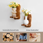 Wall Sconce Candle Holder, Wall Mount Wooden Candle Holders, Rustic Wall Decor for Bathroom Bedroom Living Room, Set of 2