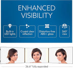 3-Way Mirror with LED Lights for Self Hair Cutting – Adjustable, Portable, 360-Degree View