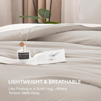 Litanika Comforters Linen Oversized Queen Size, 3 Pieces Lightweight Solid Bedding Comforter Set, All Season Fluffy Bed Set (98x98In Comforter & 2 Pillowcases)