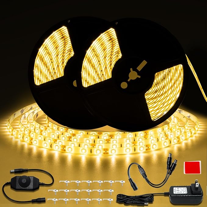 50ft LED Strip Lights, 6000K Warm White Waterproof Tape Light, 15M 12V Rope Light Strong 3M Adhesive, for Home,Kitchen, Patio, Balcony, Party, Wedding, Indoor and Outdoor Decor