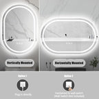 Oval LED Mirror for Bathroom Wall 28 x 40 Inch,Oval Frameless LED Bathroom Vanity Mirror,Lighted LED Mirror with 3 Color Lighting,Dimmable, Anti-Fog(Horizontal/Vertical)