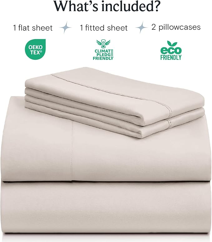 LuxClub 4 PC Sheet Set Bed Sheets Deep Pockets 16" Eco Friendly Wrinkle Free Cooling Machine Washable Hotel Bedding Silky Soft - Linen California King
