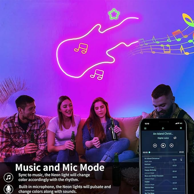 32.8FT Neon Rope Lights,Flexible Led Rope Light Control with App/Remote,Multiple Modes,Music Sync,IP65 Outdoor RGB Led Strip Lights Waterproof