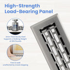 2x10 Inches Heavy Duty Walkable Floor Register - Easy Adjust Air Supply Lever Decorative Floor Vent Covers - Boston Design Vent Covers for Home - Satin Nickel