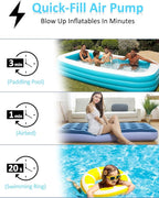 Electric Air Pump for Inflatables- 2×2000mAH Rechargeable Battery Powered Air Mattress Pump- Cordless Portable Air Pump, Quick-Fill Inflator Pump for Camping Air Mattress Bed, Pool Floats Toys, Boats