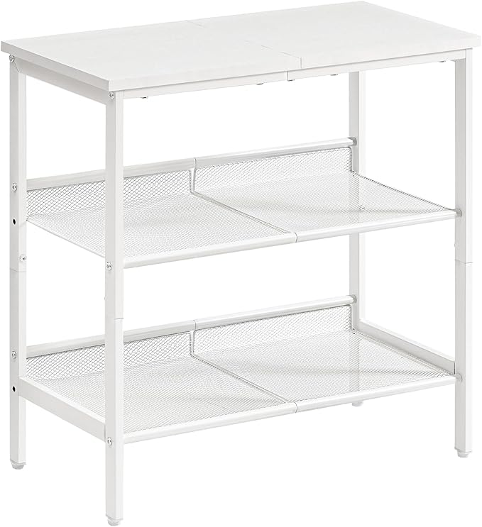 HOOBRO End Table, 3-Tier Narrow Side Table, Nightstand with 2 Flat or Slant Adjustable Shelves for Small Spaces, Hallway, Living Room, Bedroom, Sturdy, Easy Assembly, White WT23BZ01G1