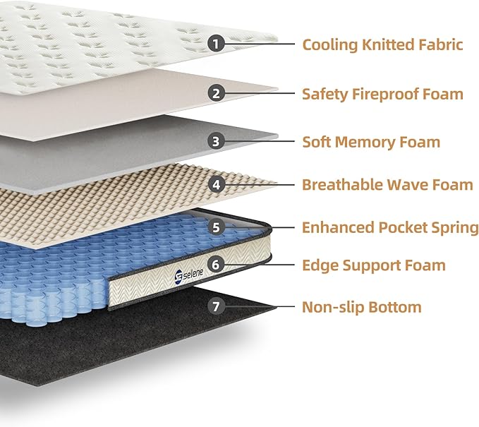 King Size Mattress, 12 Inch Pocket Spring & Memory Foam, Medium Firm, White