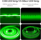 iNextStation COB LED Strip Light Green 16.4FT 5M, DC12V CRI 93+ Dimmable Flexible LED Tape Lights for Bedroom, Kitchen, TV Backlight, Cupboard, Wardrobe, Home Lighting Decor