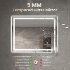 20"X28" LED Bathroom Mirror with Front Lights and Backlit, Anti-Fog, Dimmable, Shatter-Proof Tempered Glass, Lighted Bathroom Vanity Mirror for Wall with 3 Colors, Memory Function