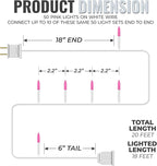 612 Vermont 50 Pink Christmas Lights on a White Wire String, UL Approved, Indoor and Outdoor Use, 9 Foot of Lighted Length, 11 Foot of Total Length