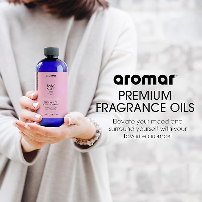 AROMAR Premium Fragrance Oil - Essential Oil for Diffusers & Home Aromatherapy - Baby Soft - 8oz