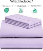LuxClub 4 PC California King Sheet Set, Breathable Luxury Bed Sheets, Deep Pockets Wrinkle Free Cooling Sheets Machine Washable Hotel Bedding Silky Soft - Lavender Cal King