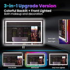 LED Mirror for Bathroom, 77"X36" with 8 RGB Backlit +3 Front Lit (Adjustable Individually), Anti-Fog, Large Lighted Bathroom Vanity Mirror for Wall,Shatterproof,Memory Function,Tempered Glass
