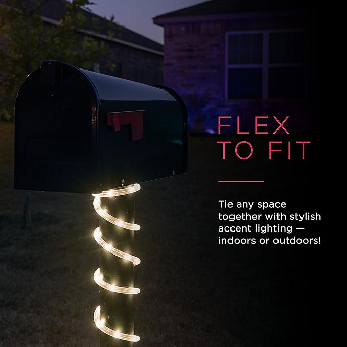 UltraPro LED Rope Lights, 50ft Classic Clear Rope, Warm White Light 3000K, Indoor/Outdoor, Flexible, Linkable, Durable, Rope-Lights Outdoor, 54505 (Pack of 3)