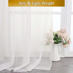 Aiyufeng Ivory Curtains 108 inches Extra Long 2 Panels Set, Rod Pocket Elegant Privacy Sheer Vertical Drapes for Farmhouse/French Door/Living Room, W40 x L108