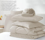 CozyLux Oversized Queen Comforter Set Beige - 7 Pieces Bed in a Bag Comforter Set with Sheets, Luxury Soft Bed Set All Seasons, Bedding Set with Down Alternative Comforter, Sheets, Pillowcases & Shams