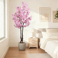 Artificial Pink Cherry Blossom Tree 6ft(72in) Tall Faux Plant Indoor Decor Handmade Japanese Sakura Tree for Wedding Realistic Cherry Plant in Pot for Home Living Room,Office,Outdoor Decor.