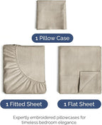 Twin Size 3 Piece Sheet Set - Comfy Breathable & Cooling Bed Sheets Set - Hotel Luxury Bedding for Women, Men, Kids, Teens, Boys & Girls - Deep Pockets, Soft & Wrinkle Free - Beige (Heathered Sheets)