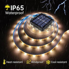 Solar LED Strip Lights Outdoor Solar Powered Rope Light Waterproof 10FT Cuttable Tape Lighting with 8 Modes for Christmas, Fence, Outside, Stair, Step, Yard, Pool, Camping, Party, 1 Pack