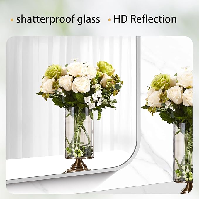 30" x 30"Bathroom Mirror, Silver Wall Mirror with Metal Frame, Decorative Rectangular Vanity Mirror for Bedroom Bathroom Living Room Entryway (Horizontal/Vertical)