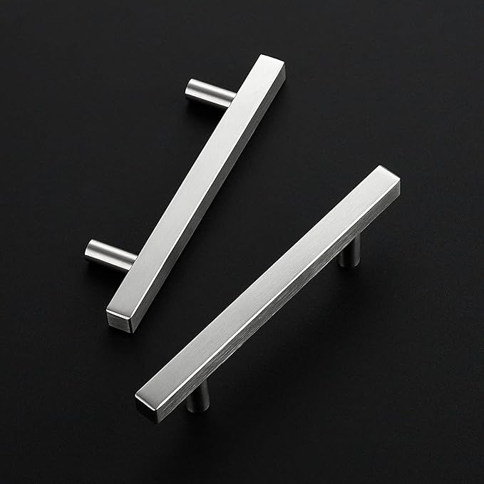 Ravinte Brushed Nickel Cabinet Handles 30 Pack 3-1/2 inchSatin Nickel Square Cabinet Pulls Silver Hardware for Kitchen Cabinets 6 inch Overall Length Stainless Steel Drawer Pulls