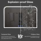 LED Bathroom Mirror, 48"x 32" LED Mirror with Lights for Bathroom, Lighted Vanity Mirrors for Wall, Anti-Fog, Dimmable, Tempered Glass, Memory Function, 3 Colors, Safe Use (White)
