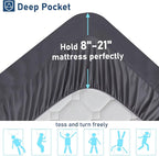 California King Mattress Topper Extra Thick Pillowtop Cooling Mattress Topper Plush Mattress Pad Cover Protector with 8-21 Inch Deep Pocket 3D Snow Down Alternative Fill Grey