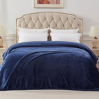 Exclusivo Mezcla Fleece Blanket Twin Size for Bed, Super Soft and Warm, All Season Use, Cozy, Plush, Lightweight, 60x80 Inches Navy Blue
