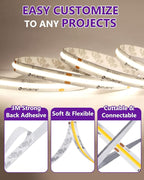 HitLights COB LED Strip Lights Neutral White 4000K, 32.8ft Premium High Density 24V Tape Light, 5120LEDs, 350+ LM/FT, CRI 90+, IP30, Lighting for Kitchen, Cabinets,UL Listed(Power Source Not Included)