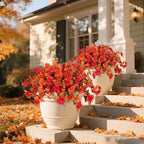 Homsunny Fall Flowers for Outdoors, 2 PCS Fake Fall Flowers UV Resistant Fake Autumn Artificial Flowers for Porch Patio Window Box Planter Home Decor (Fall Red and Orange)