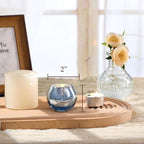 LAMORGIFT 24 Pcs Blue Votive Candle Holders Bulk- Blue Tealight Candle Holders for Wedding Decor, Mercury Glass Votives for Bridal Shower, Baby Shower Table Centerpieces