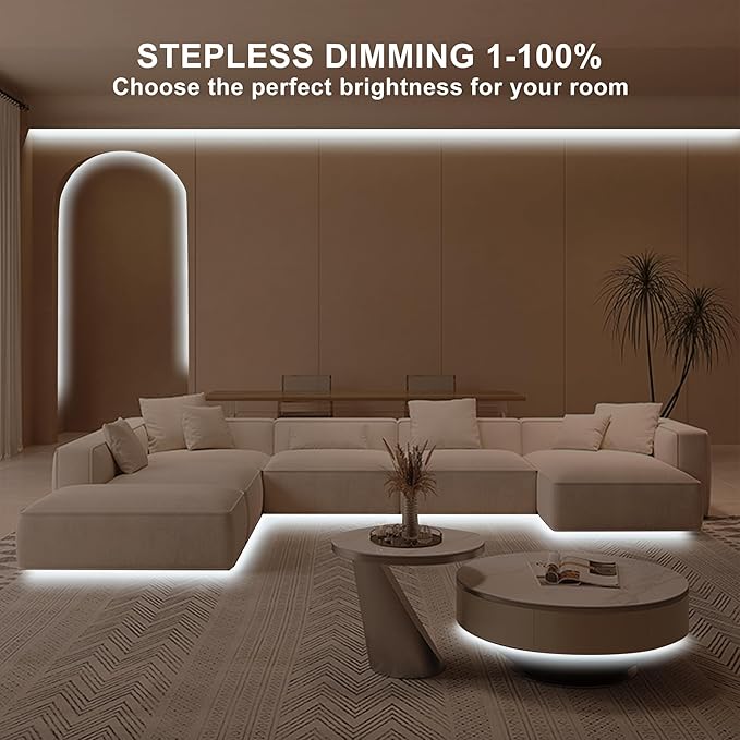 32.8ft COB Led Strip Light with Remote, 6500K Dimmable Bright Daylight White Led COB Strip Light, White Continuous Led Strip Light for Mirror, Stair, Cabinet, Room