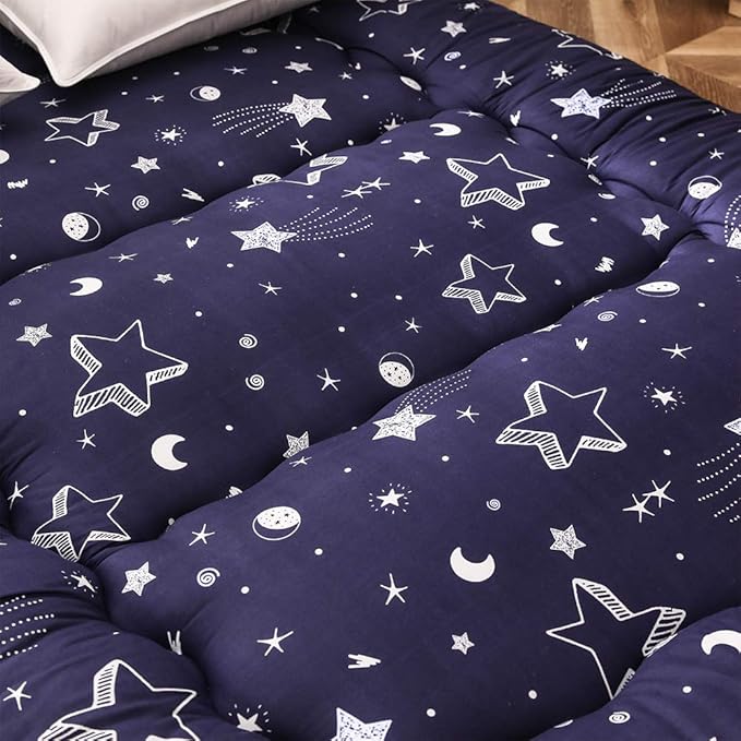 MAXYOYO Navy Star Futon Mattress Japanese Floor Mattress Tatami Floor Mat Foldable Bed Portable Camping Mattress Kids Sleeping Pad Floor Lounger Couch Bed Twin Size