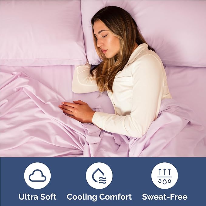 Full Size 4 Piece Sheet Set - Comfy Breathable & Cooling Bed Sheets Set - Hotel Luxury Bedding for Women, Men, Kids, Teens, Boys & Girls - Deep Pockets, Soft and Wrinkle Free - Oeko-Tex - Light Pink