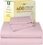California Design Den King Size Sheets Set - 400 Thread Count Sateen, Natural 100% Cotton Sheets with Deep Pockets, Breathable and Durable Bedding Set - Pink