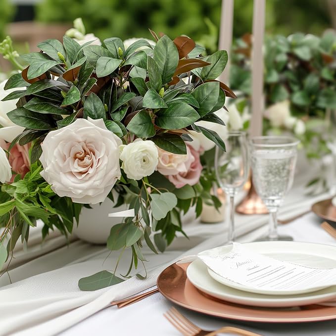 4 Pcs Artificial Magnolia Leaves Branches 30 Inch Each with 3 Branches with Magnolia Fruit Faux Stems for Indoor Outdoor Home Wedding Floral Arrangement Decoration