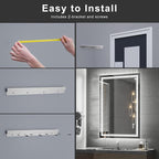 60''x36'' Lighted Mirrors for Bathroom Wall Backlit + Front Lit, Rectangular LED Bathroom Mirror Frameless with Lights Anti Fog, Dimmable, 3 Colors,Tempered Glass, Shatter-Proof (Color 1