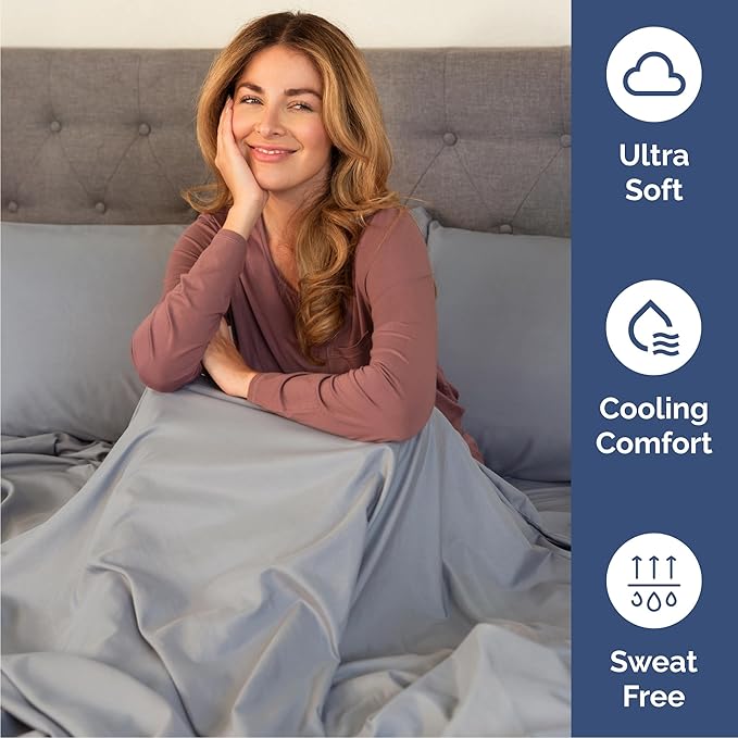 Cal King Size 4 Piece Sheet Set - Comfy Breathable & Cooling Bed Sheets Set - Hotel Luxury Bedding for Women, Men, Kids, Teens, Boys & Girls - Deep Pockets, Soft, Wrinkle Free - Oeko-Tex - Steel Blue