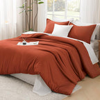 Litanika Burnt Orange California King Comforter Set - 3 Pieces Terracotta Cal King Lightweight Soft Solid Bed Comforter, Oversized Fluffy Quilt Blanket Bedding Set (104x96In, 2 Pillowcases)