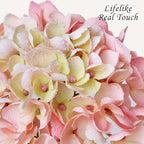 4PCS Lifelike Real Touch Artificial Hydrangeas, 21" Pink Hydrangea Artificial Flowers for Decoration, Faux Vintage Silk Fake Flowers for Bouquet Wedding Centerpieces Tables Party Outdoor Home