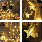 IRIDESCENT Star String Lights, 16ft/5m 50 LED Plug in String Lights Warm White Fairy Lights for Christmas/Wedding/Party Indoor and Outdoor Decoration
