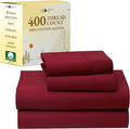 California Design Den Full Size Bed Sheets Set - Soft 400 Thread Count Sateen, Natural 100% Cotton Sheets with Deep Pockets, Breathable, Cooling and Durable Bedding Set - Bright True Red