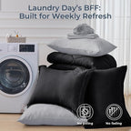 HEVUMYI Queen Comforter Set - 7-Piece All Season Bed in a Bag Queen, Ultra Soft Bedding Set with Comforter, Flat Sheet, Fitted Sheet, Pillowcases, Pillow Shams, Black & Light Grey