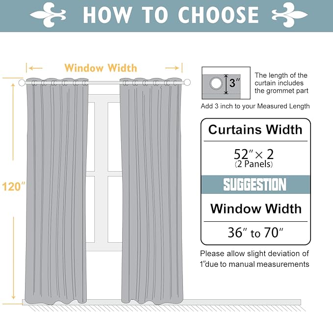 ChrisDowa 100% Blackout Curtains 120 inch Long for Bedroom with Black Liner, 2 Thick Layers Total Blackout Thermal Insulated Grommet Long Window Curtains 2 Panels Set (Greyish White, 52 x 120 Inch)
